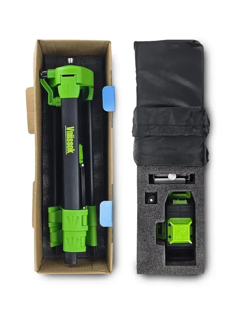 Лазерный уровень VNIISSOK Зеленый 16 лучей с пультом управления и штативом 1м. ,Зеленый луч уровень 360 град