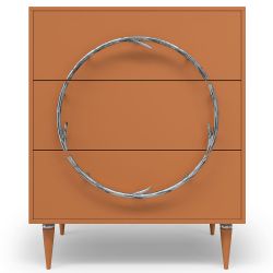 Комод Арт Колор matte Классик Сильвер с 3 ящиками Томленый оранжевый матовый