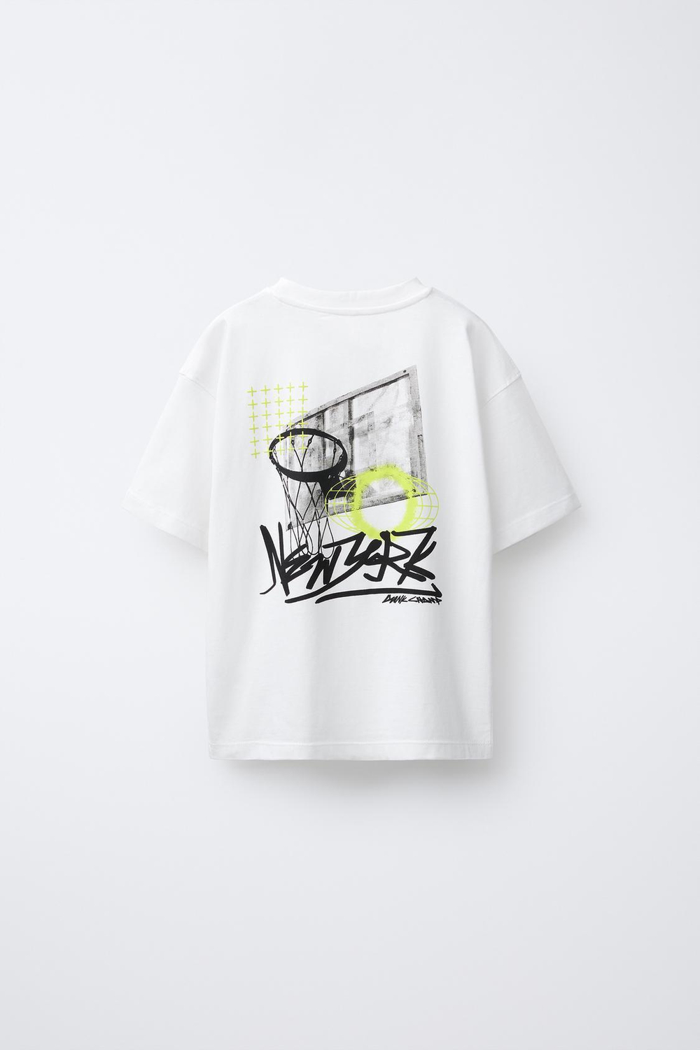 ZARA ФУТБОЛКА С ПРИНТОМ, БЕЛЫЙ