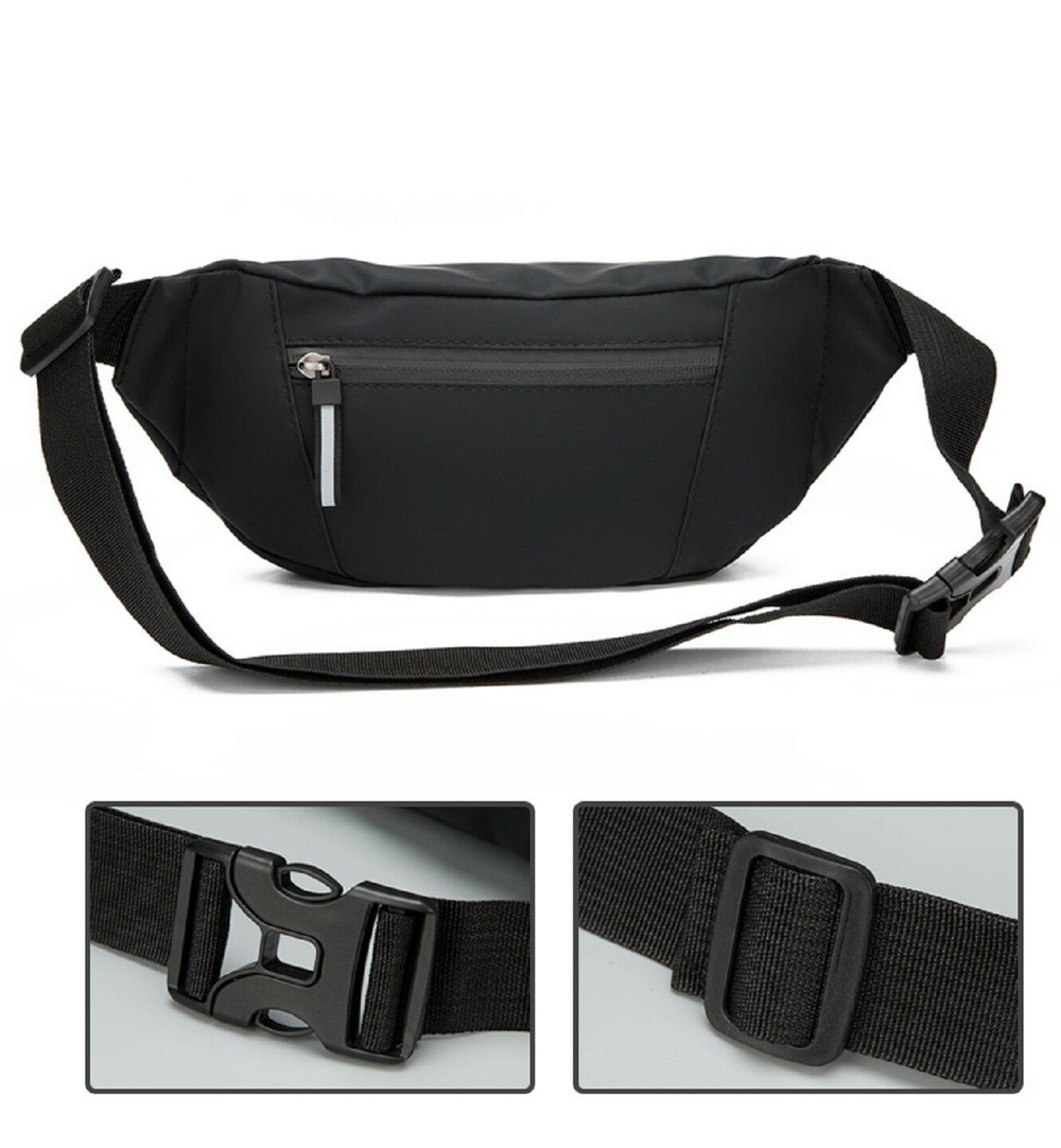 Сумка на пояс мужская через плечо на плечо поясная для документов спортивная, черная
