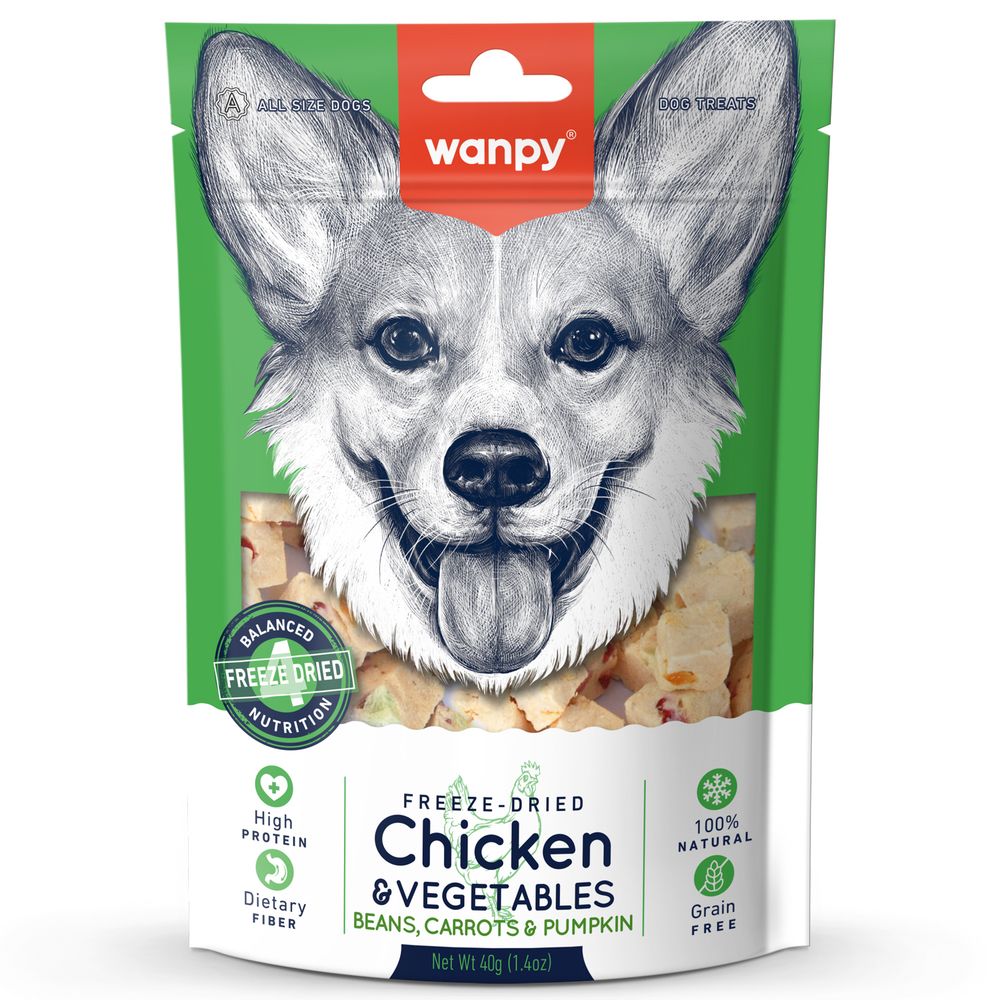 Wanpy Dog Сублимированное лакомство Курица и овощи 40г
