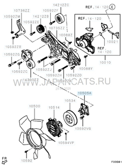 Кронштейн муфты вентилятора охлаждения Mitsubishi Pajero / кронштейн вискомуфты / RVLT-MD364879