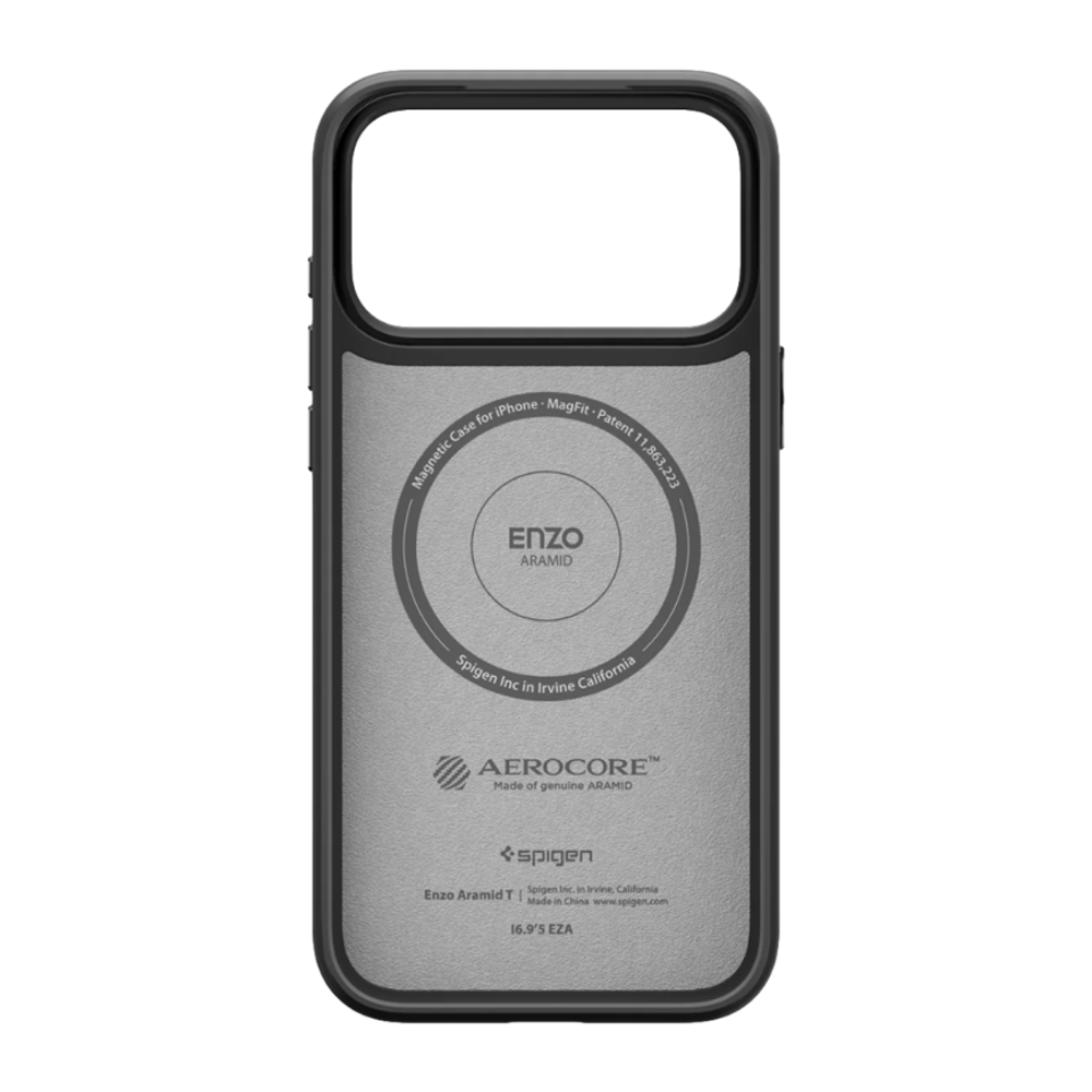 Арамидный чехол MagSafe Spigen Enzo Aramid T (Mag Fit) для iPhone 17 Pro Тонкий укреплённый гибридный чехол из арамидного волокна Aerocore с сенсорной накладкой для Контроллера камеры