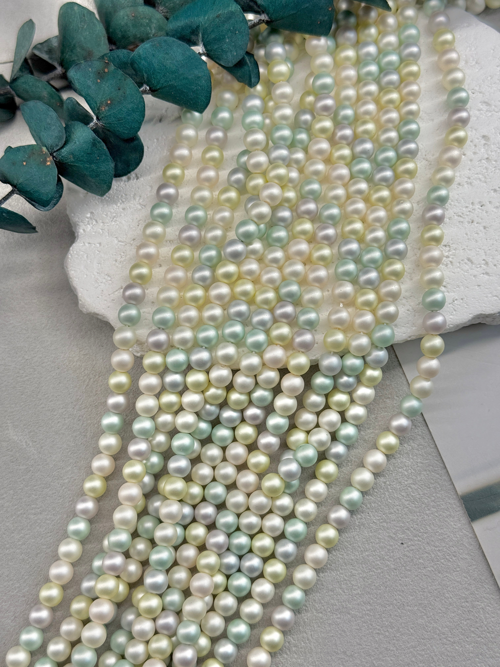 Жемчуг Premium, 6 мм, нить 40 см, микс "Кандурин"