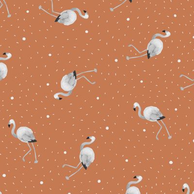 Акварельные фламинго / кирпичный ЧБ