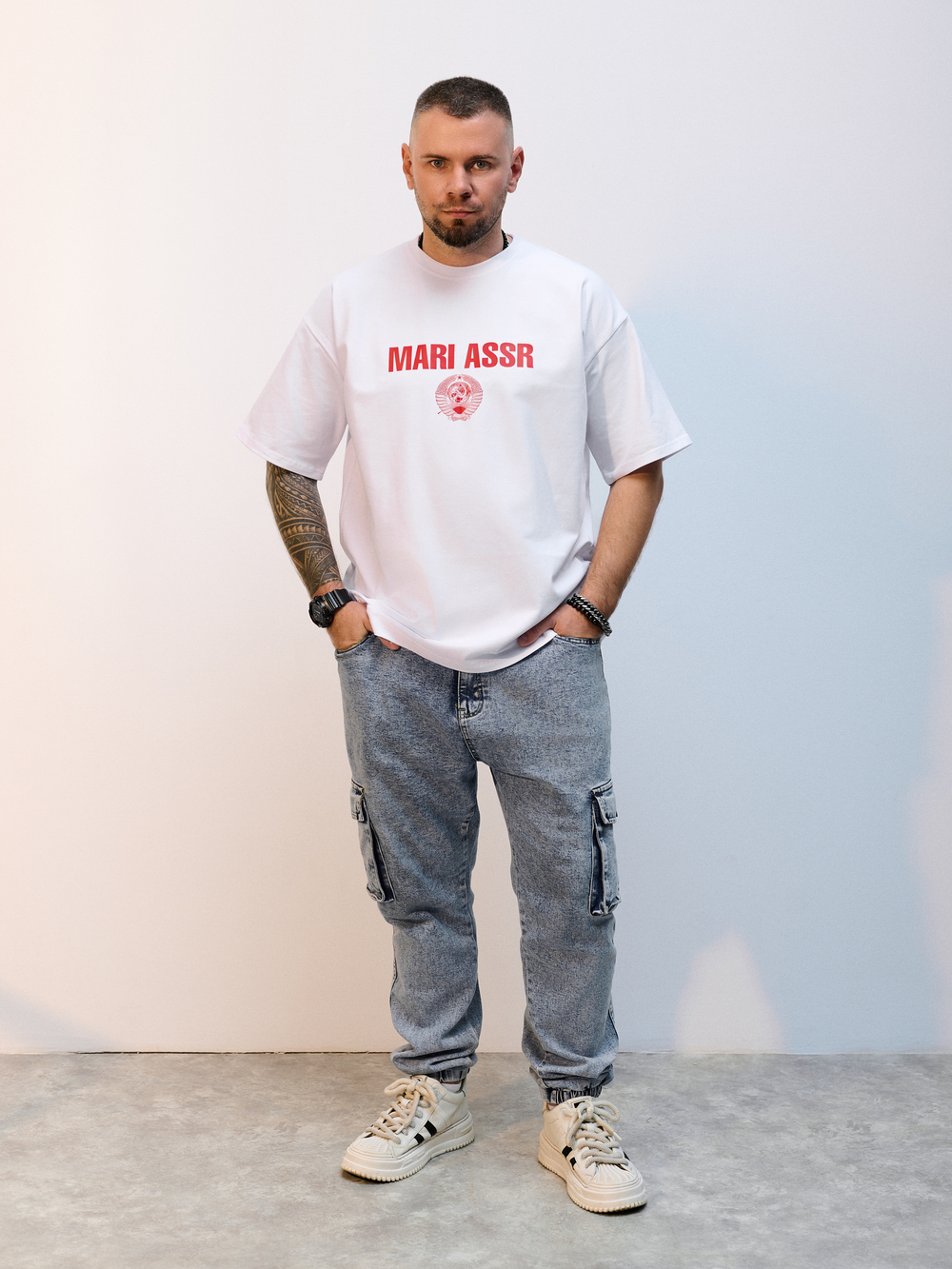 Футболка оверсайз унисекс " MARI ASSR" белый