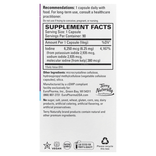 Terry Naturally, Tri-Iodine®, 6,25 мг, 90 капсул