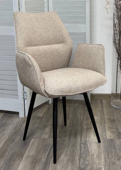 Стул ГРИН 360 град. поворот. NS-04 Крем, букле / черный каркас, М-City