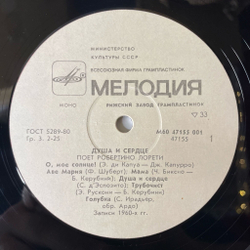 Винтажная виниловая пластинка LP Робертино Лорети Душа И Сердце (СССР 1986) O Sole Mio