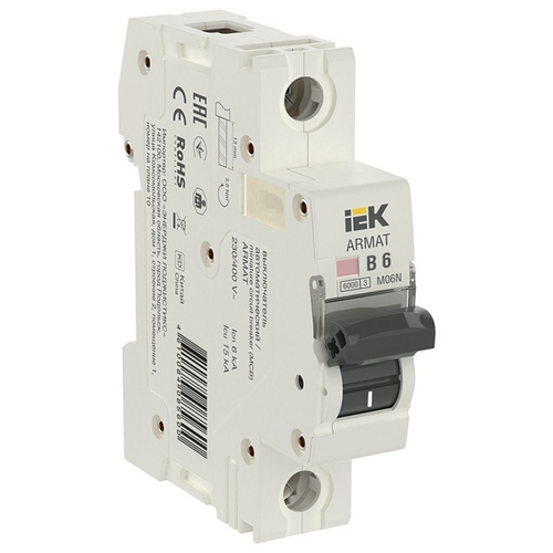 Автоматический выключатель ARMAT M06N 1Р 6А 6кА характеристика B ИЭК (автомат электрический) AR-M06N-1-B006