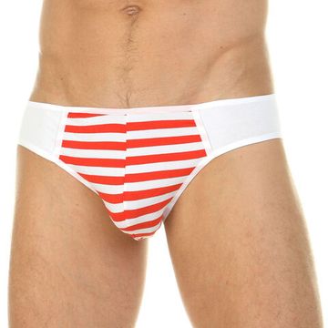 Мужские трусы брифы белые с оранжево-белой вставкой Cosmos Colors FM40_WO