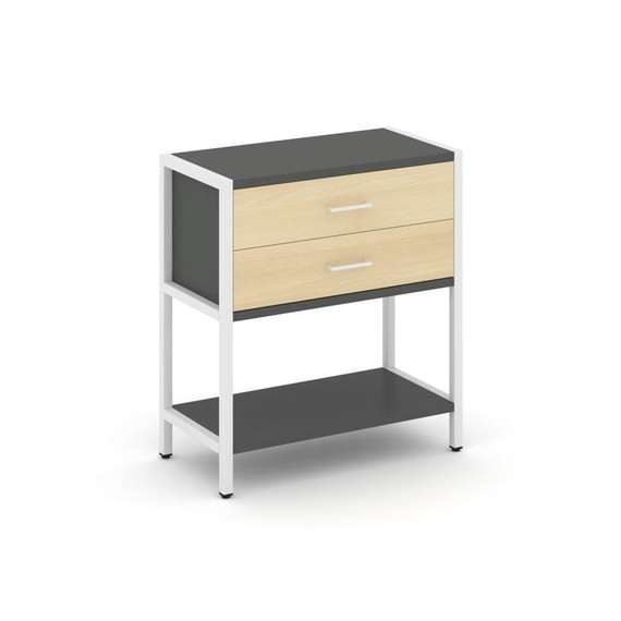 Shelf System Односекционный стеллаж двухярусный с ящиками SN.STM-212 Антрацит/Акация Лорка/Металл Бе