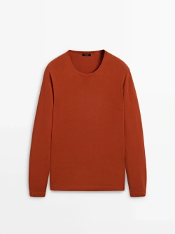 Massimo Dutti Свитер с круглым вырезом, коралловыйй