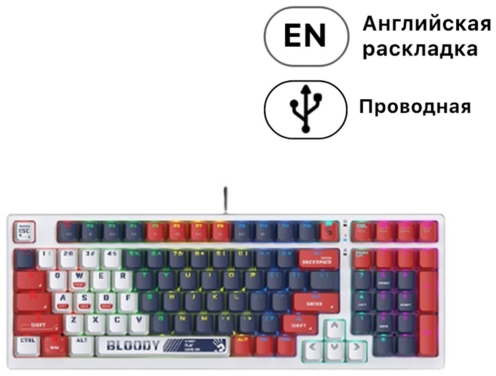 Клавиатура Bloody S98 Sports Navy белый