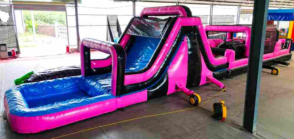 Коммерческая надувная полоса препятствий «Аква-Неон», 18×3×4 м