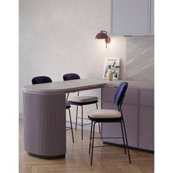 Стул полубарный Pea, велюр, темно-синий/бежевый