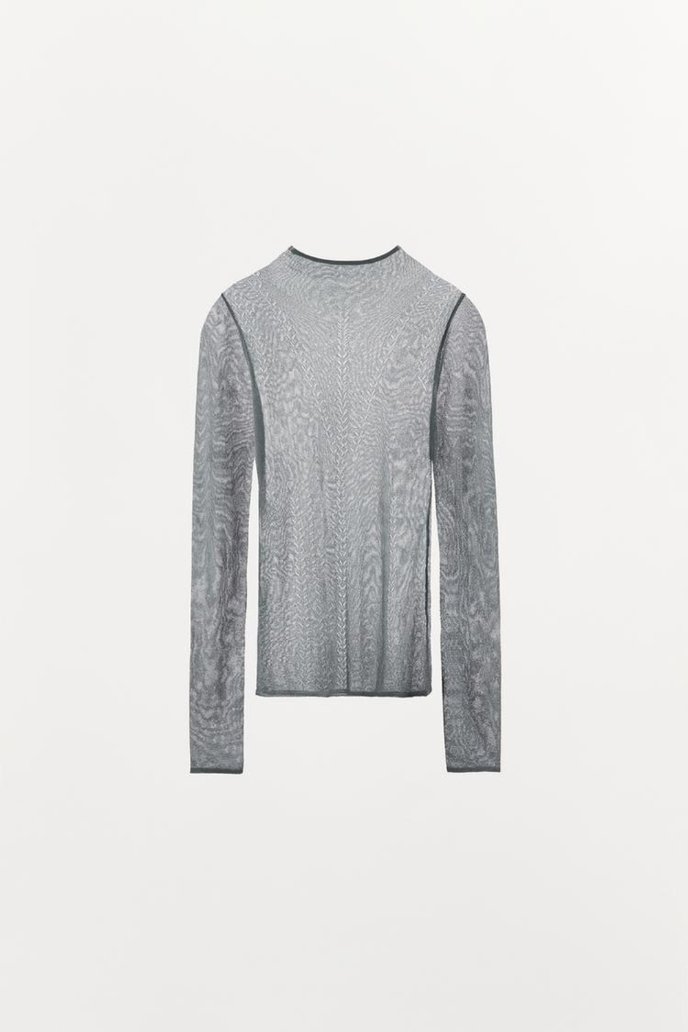 ZARA ФУТБОЛКА ИЗ СМЕСОВОЙ ВИСКОЗЫ С ПЕРФОРАЦИЕЙ, СЕРЫЙ