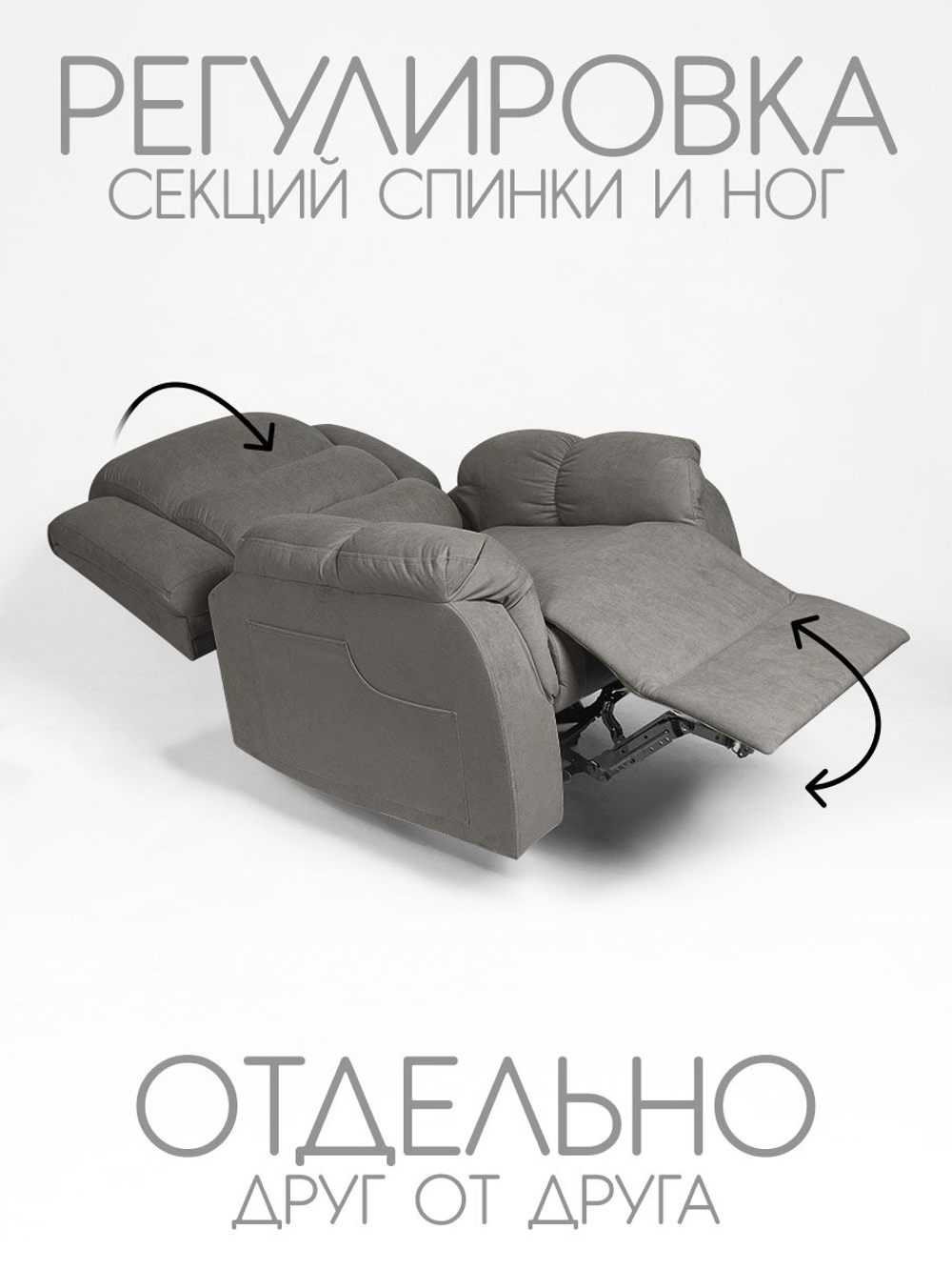 Кресло реклайнер велюр электрическое (1 мотор и 2 мотора)
