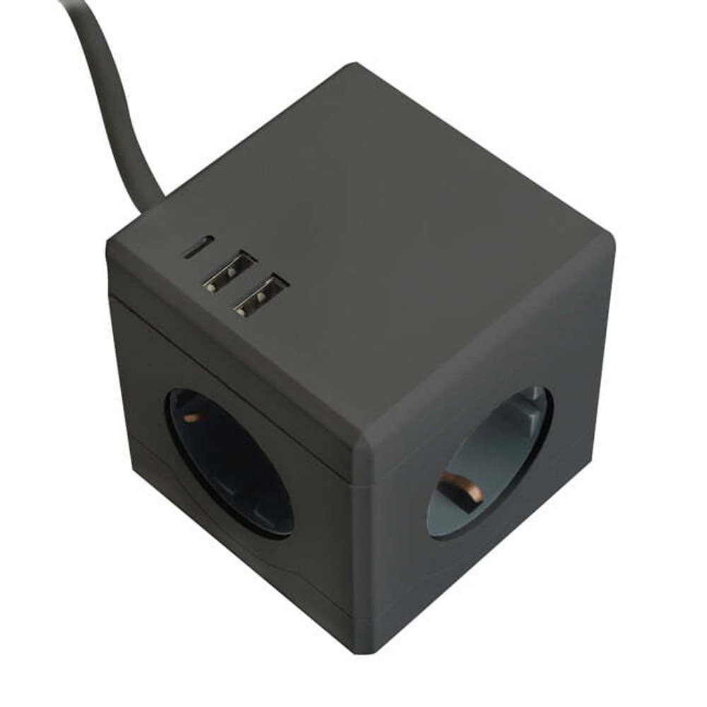 Удлинитель 3-местный c/з . 3x1мм2. 1.5м. серия Comfort. HM10-41-01. черный