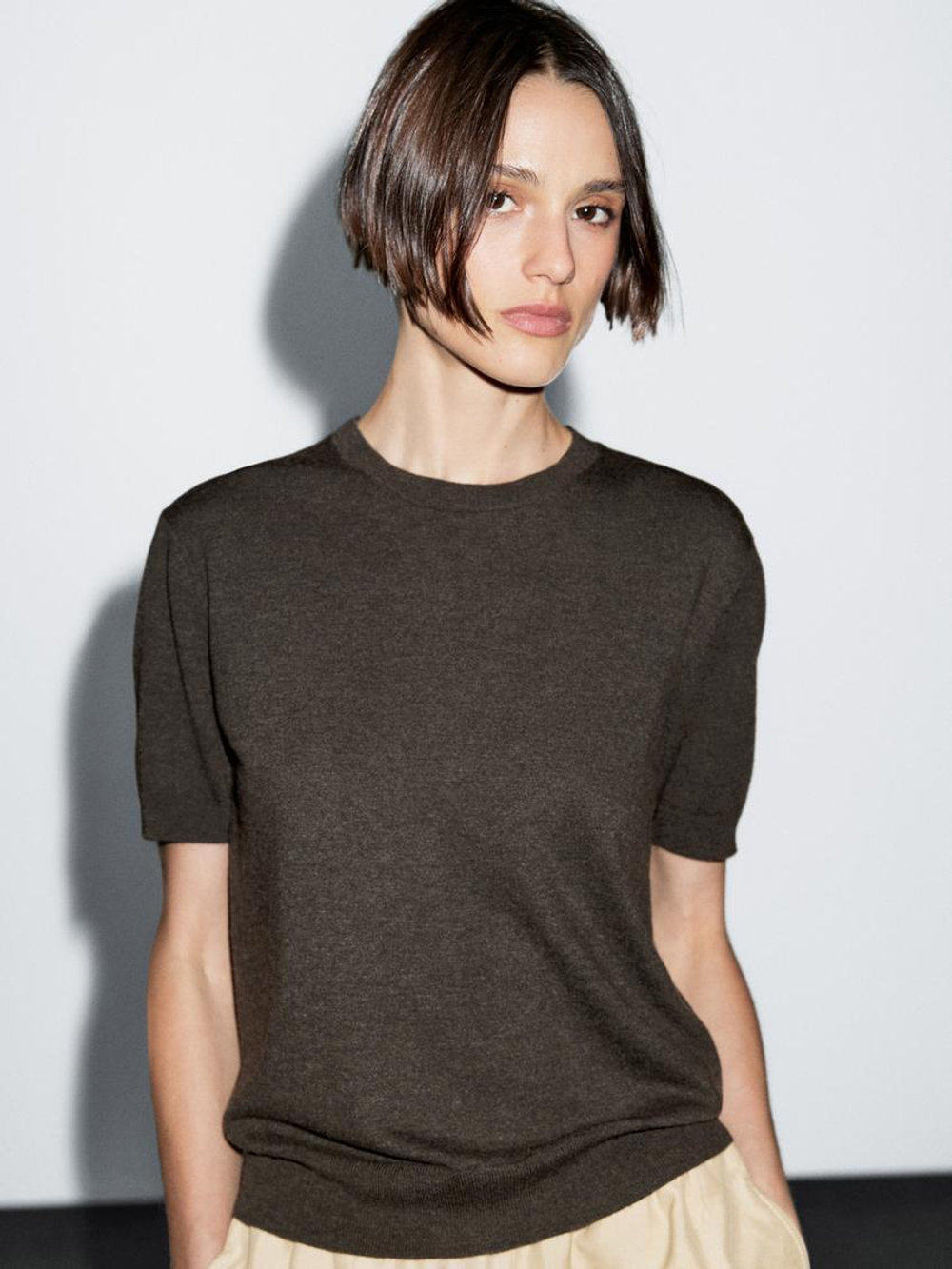 Massimo Dutti Свитер из смесовой шерсти, шоколадный