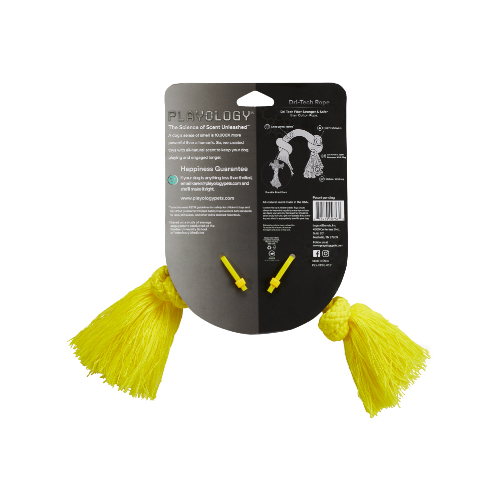 Playology жевательный канат DRI-TECH ROPE для собак мелких пород с ароматом курицы, маленький, цвет желтый
