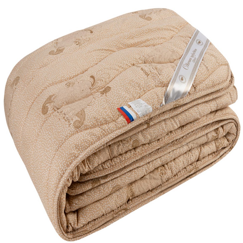 Одеяло "РУ. ОВЕЧЬЯ ШЕРСТЬ" Лавртекс, стандарт, плотность 300 г/м2, микрофайбер, Россия.