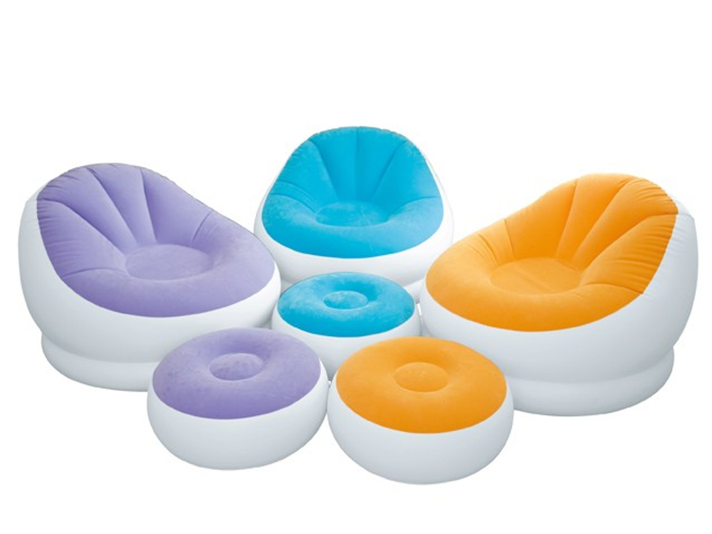 Надувное кресло 104х109х71см с пуфиком 64х28см.