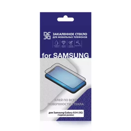 Закаленное стекло с цветной рамкой (fullscreen+fullglue)для Samsung Galaxy A34 DF (black)