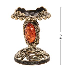 Народные промыслы AM-1939 Подсвечник «Лесная Мелодия» (латунь, янтарь)