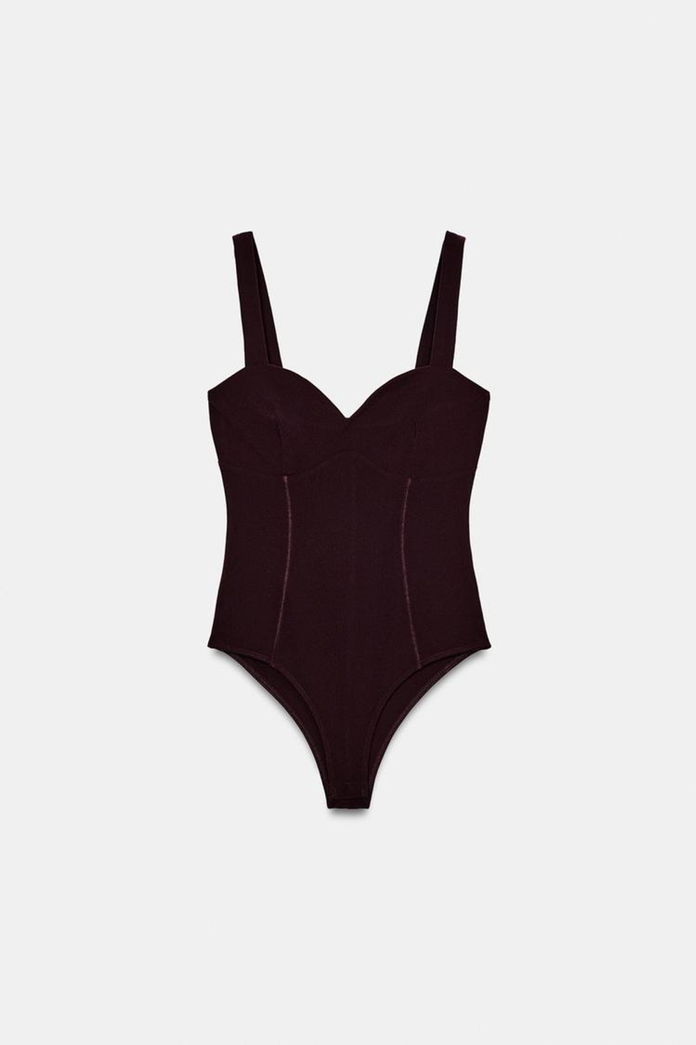 ZARA БОДИ С ВЫРЕЗОМ СЕРДЕЧКОМ НА БРЕТЕЛЯХ, ТЕМНО-ЛИЛОВЫЙ