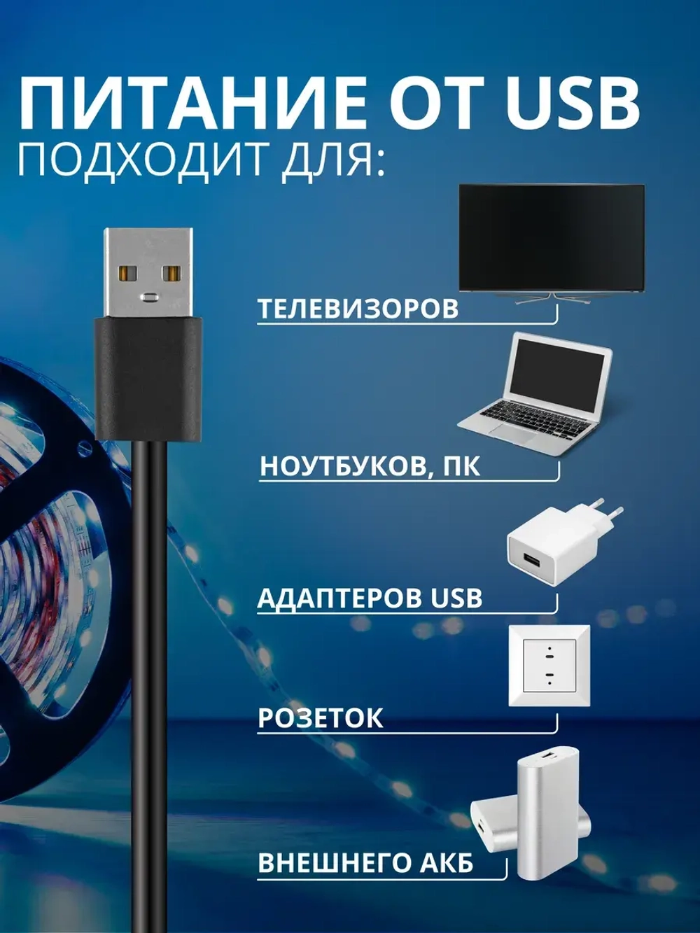 Светодиодная лента подсветка для телевизора и интерьера