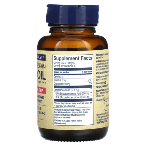 Wiley's Finest, Аляскинский рыбий жир, пренатальная ДГК, 600 мг, 60 рыбных  мягких капсул