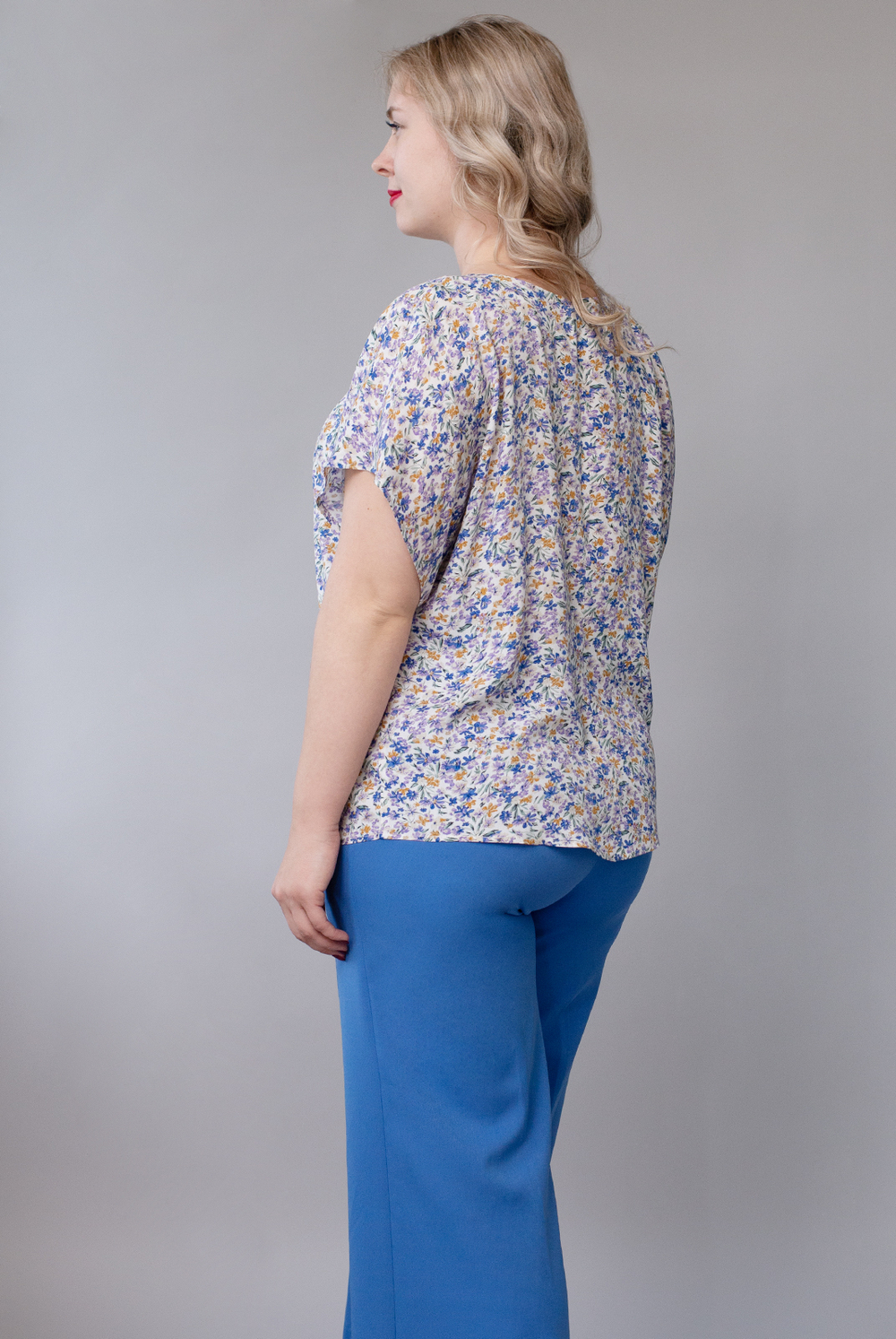 Блузка женская 3675ВП, букет голуб #193БГ093675ВП