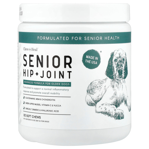 Chew + Heal, Senior, добавка для бедер и суставов, для собак, 120 жевательных таблеток, 264 г (9,3 унции)