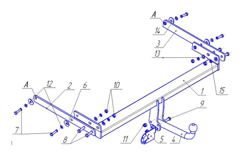 Фаркоп для Ford Kuga 2008-2013 Тип шара: A. Нагрузки: 1500/75 кг, FD 22