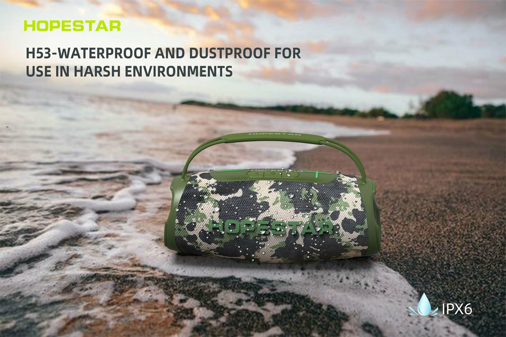 Беспроводная колонка Hopestar H53, световые эффекты, влагозащищенный корпус, поддержка microSD, 35 Вт, gray