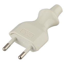 Вилка ЭРА V2 без заземления 10A прямой ввод белая | Штепсельные вилки и розетки