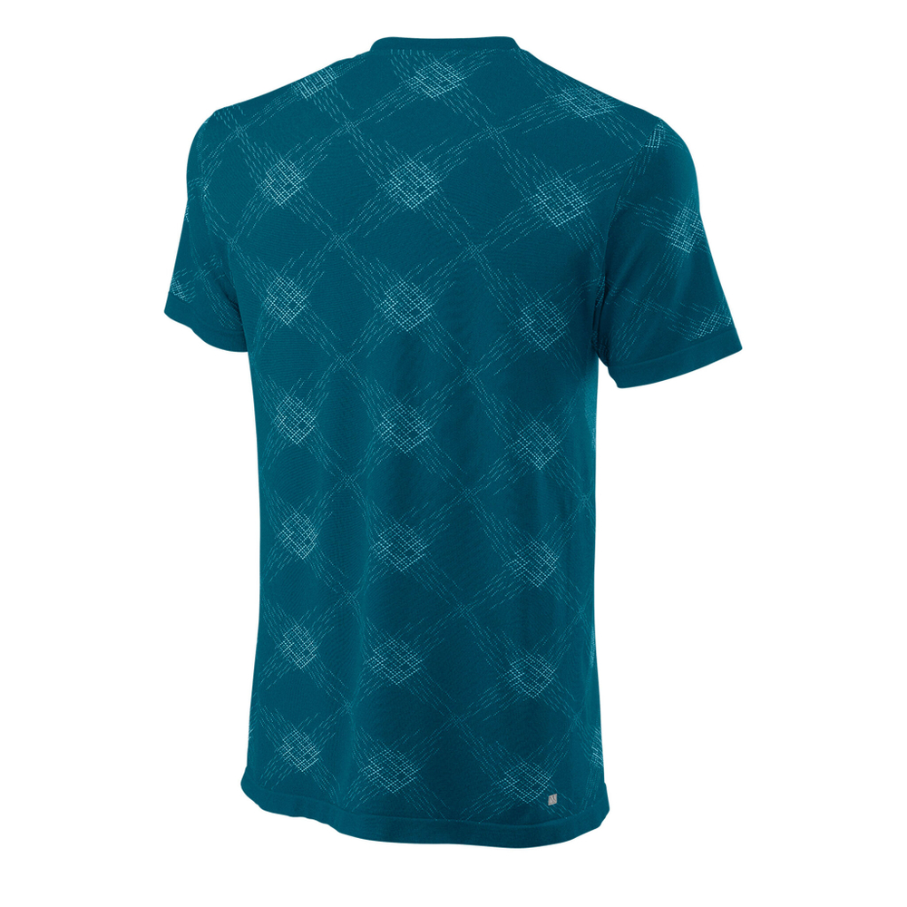 Мужское теннисное поло Wilson Power Seamless Henley III T-Shirt Men - Blue, White