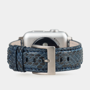 Ремешок для Apple Watch 40/41/42 mm из кожи питона, синего цвета