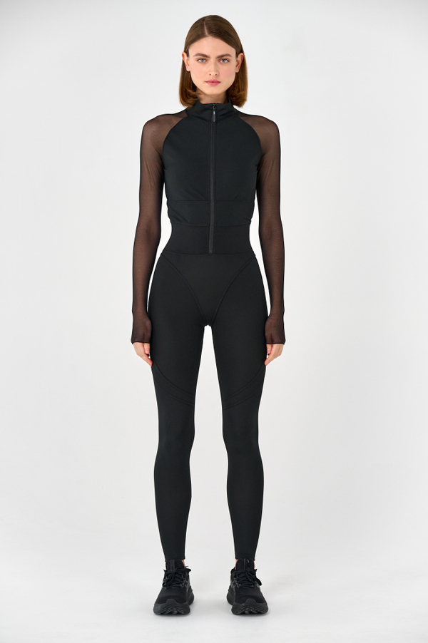 Комбинезон с поддержкой 10 см легинсами и длинными рукавами из сетки