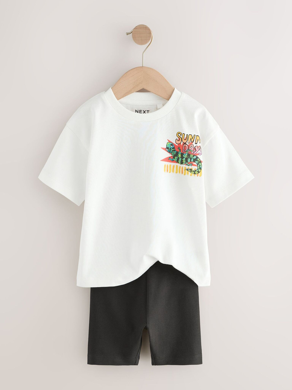 Футболка и велосипедки в комплекте для мальчика Next AG8-735, Черный, Белый