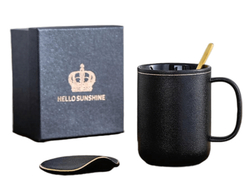 284001 Кружка "Звездное небо" крышка+ложка, h=10,5см, d=8см, 380мл, керамика черный