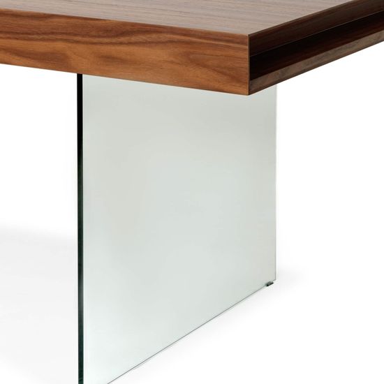 Обеденный стол Somerset 240x110 шпон ореха и стекло 