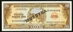 ДОМИНИКАНСКАЯ РЕСПУБЛИКА, ND (1964-74), 20 PESOS ORO [MUESTRA] [SPECIMEN]