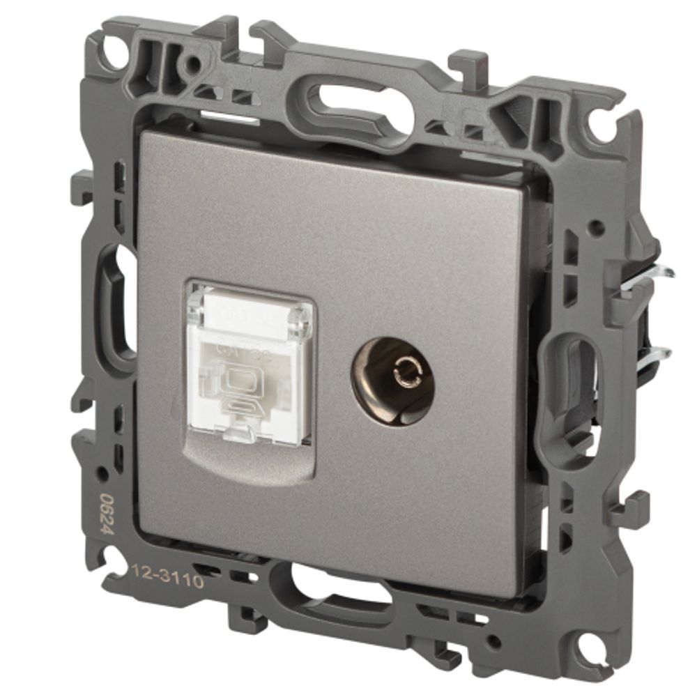Розетка ЭРА Серия 12 12-3110-16 комбинированная RJ45+TV, титан