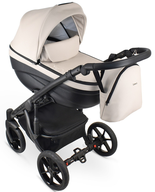 Детская коляска Bexa Ideal Eco 2 в 1 IE02 черный+св.бежевая кожа