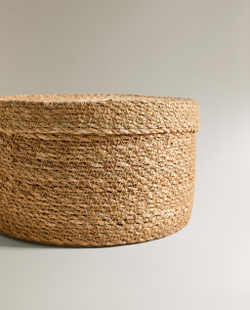 Zara Home Корзина из морской травы, цвет бежевый, 18 см · 6353/049
