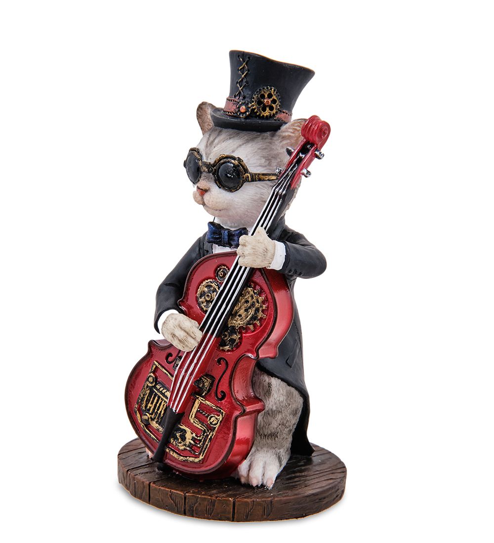 Veronese WS-1240/ 3 Статуэтка в стиле Стимпанк «Мистер Кот с контрабасом»