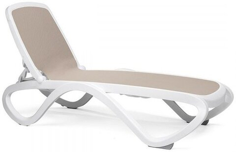 Шезлонг-лежак пластиковый Nardi Omega, белый, тортора