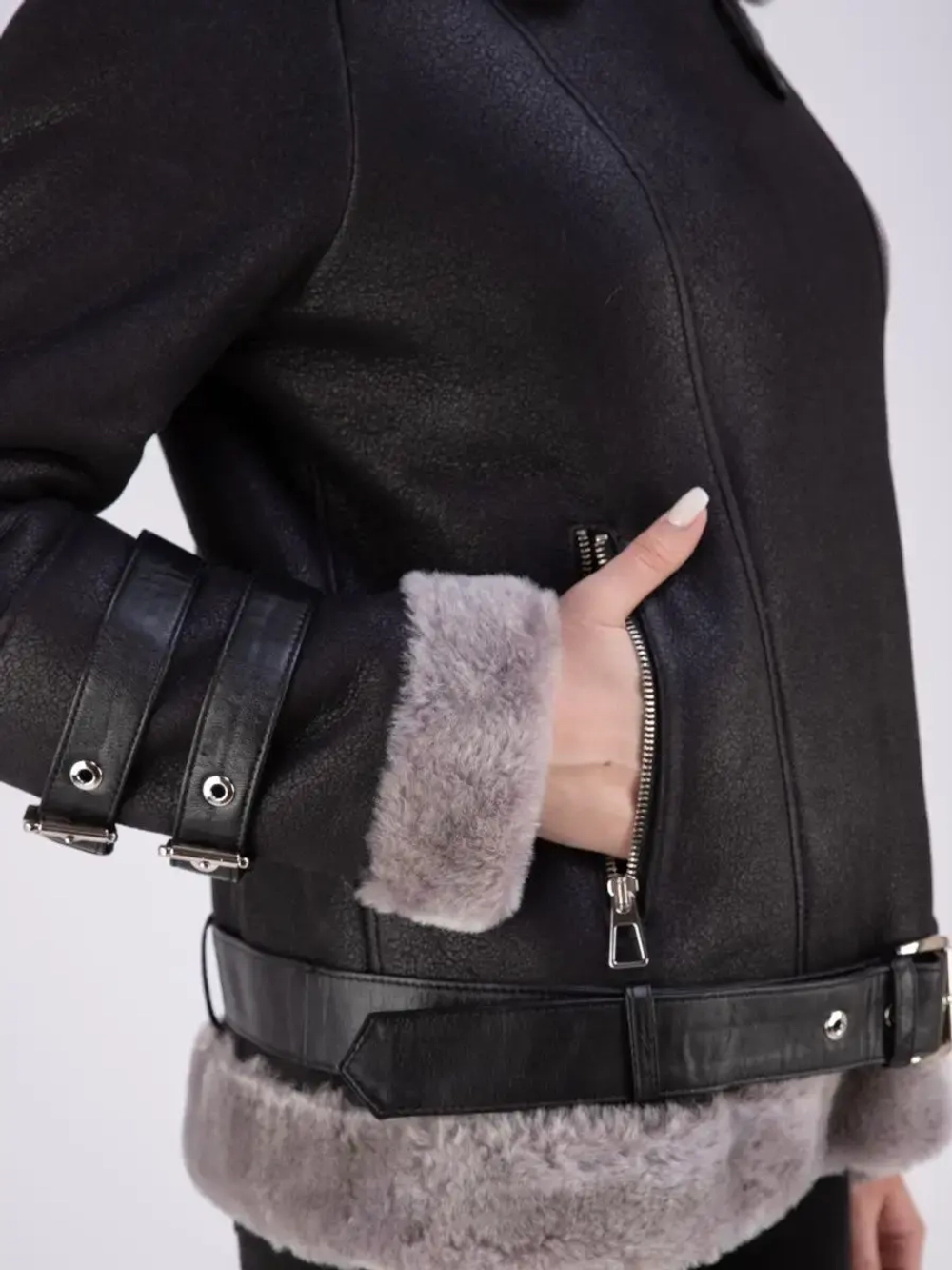 Дубленка авиатор женская натуральная короткая зима Турция